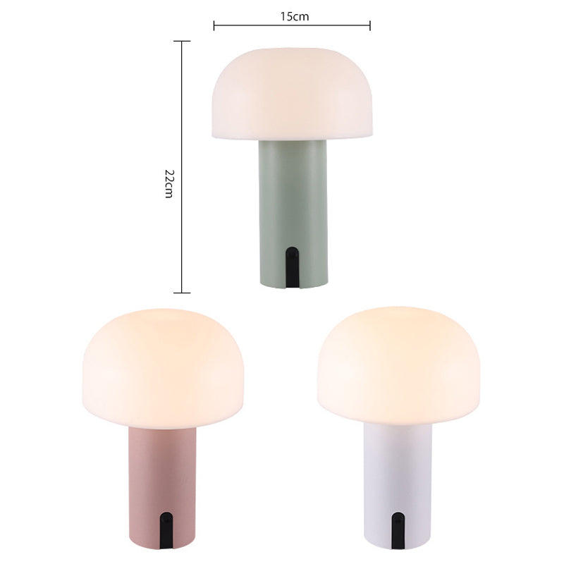 "Sopp bordlampe, trådløs og dimbar, europeisk design. Elegant soppformet lampe i flere farger for stilfull belysning."