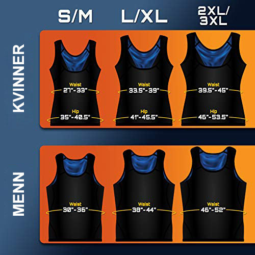 "Sort svettevest for kvinner, slankende effekt, spandex-polyuretan stoff, formtilpasset design for maksimal svetteeffekt."