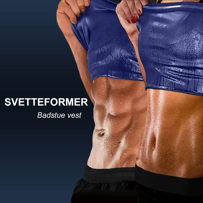 "Sort svettevest for kvinner, slankende effekt, spandex-polyuretan stoff, formtilpasset design for maksimal svetteeffekt."