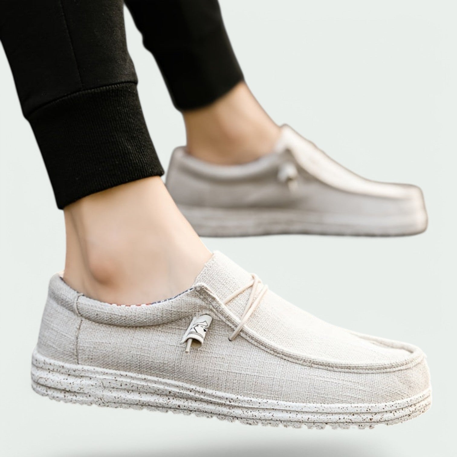 Behagelige herre mokkasiner for fritid. Lettvekt tekstilsko som sporty komfortsko, perfekt for vår og sommer.
