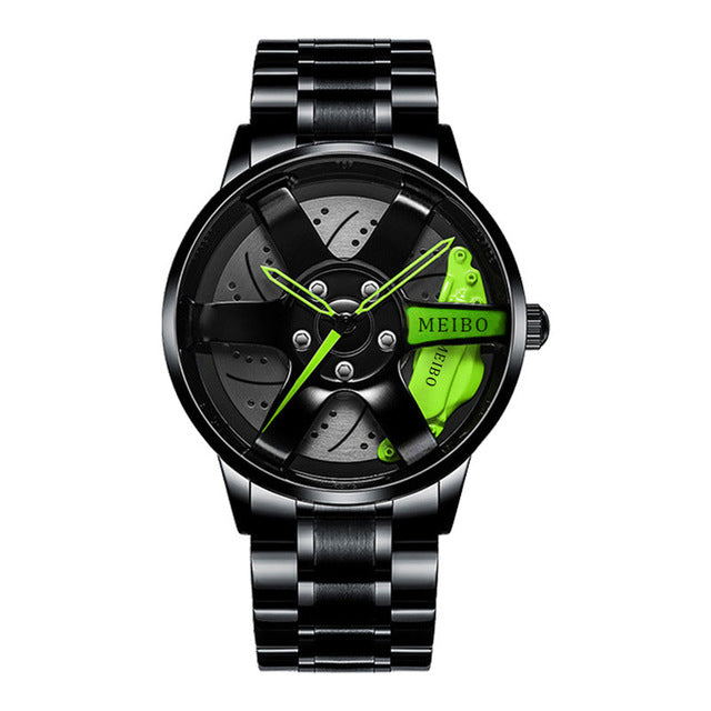 Moderne herreklokke med sporty racerbildesign, perfekt til hverdags og fest.