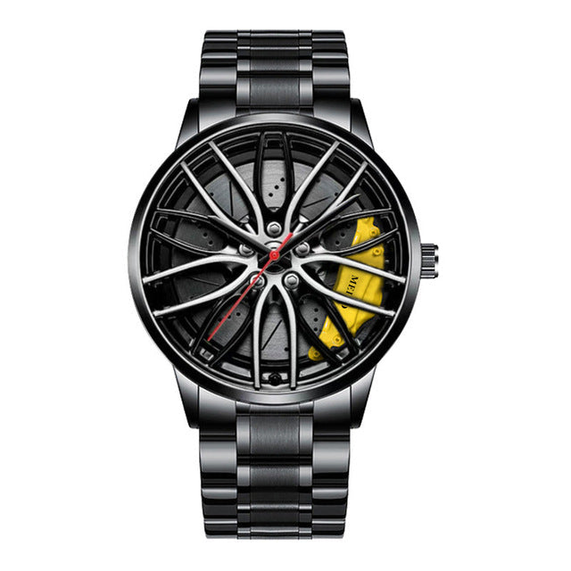 Sporty vanntett herrearmbåndsur med unikt racerbildesign, en stilig gave.
