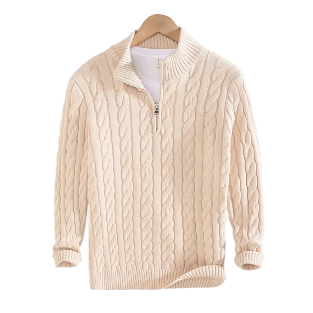 Stilig herregenser med halv glidelås, perfekt for en allsidig og komfortabel stil. Moderne design.