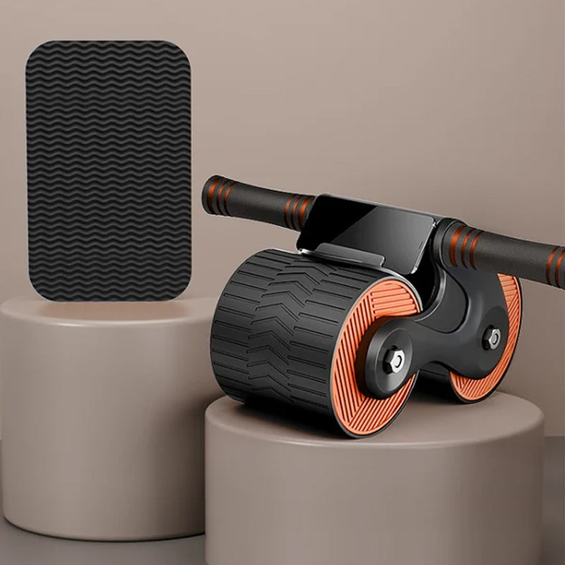 Stille automatisk rebound abdominal hjul, trekantdesign, i blå, grå, rød. Passer for alle treningsnivåer, stabil kjerneøvelse