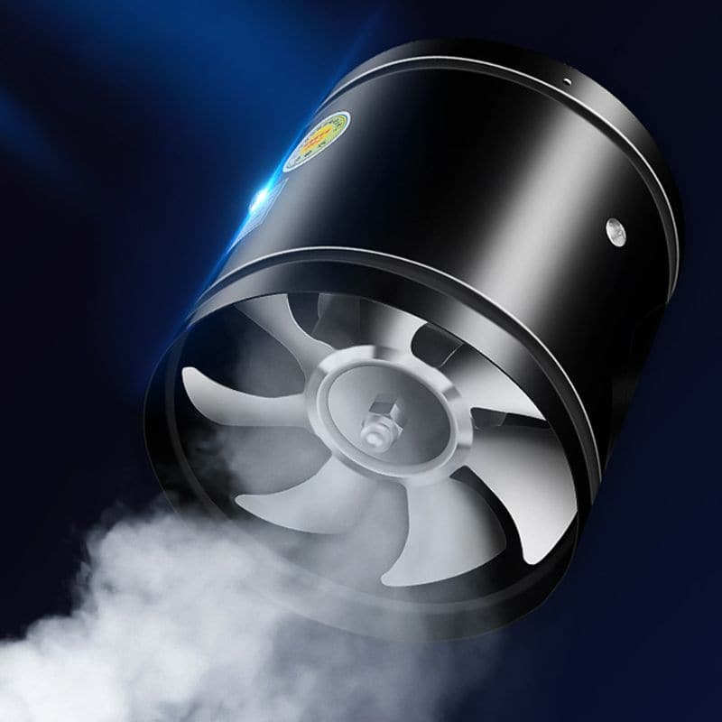 Elegant metall ventilasjonsvifte for hjemmeventilasjon. Diskret og stille for optimal luftkvalitet i bad/kjøkken.