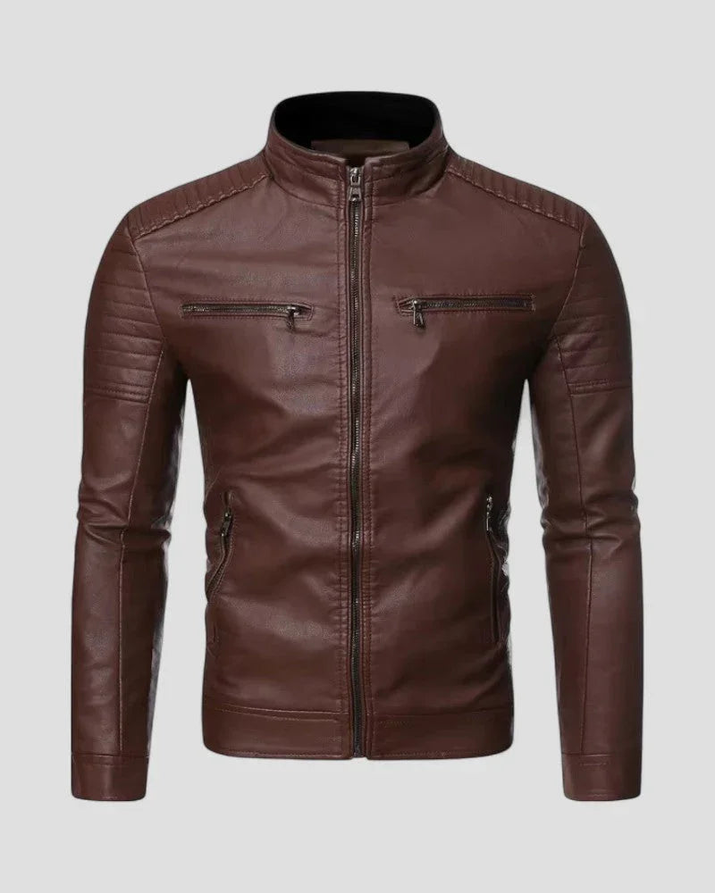 Urban og maskulin slim fit bikerjakke for herre. En casual, moderne fritidsjakke med skarp og stilren design.
