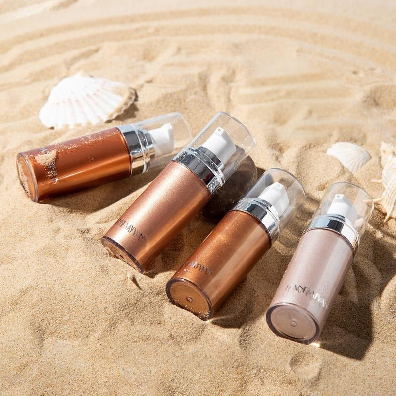 Stralende Body Luminizer brukt på ansikt og kropp for en helhetlig glødende look, som en highlighter.