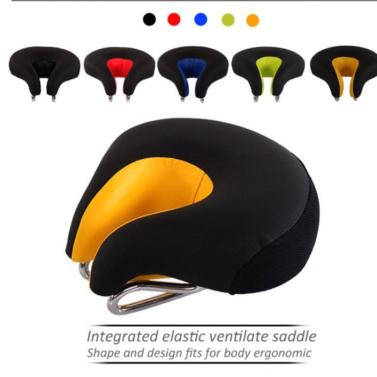 Ergonomisk svart sykkelsal for terrengsykkel, formet for optimal komfort og demping på lange turer.