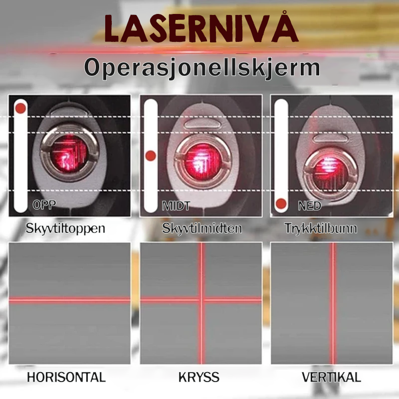 Svart multifunksjonslasernivå for presisjonsmåling. Innebygd målebånd og boblelys. Kompakt og lett å transportere.