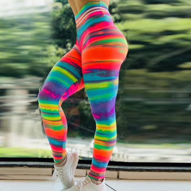 Blå leggings for kvinner, høy midje, magekontroll, pustende og slankende aktivtøy for sport