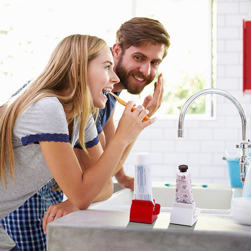 "Tannkrempresse med rullefunksjon i hvit, fjerner sløsing med enkel vriegrep, ideell for badet"