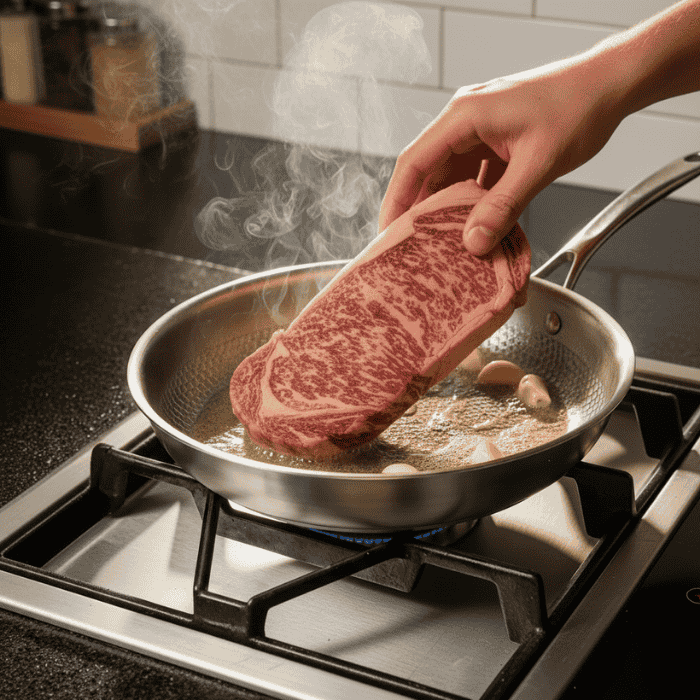 Robust titanstekepanne i premium kvalitet for induksjon. Perfekt for sunn og effektiv matlaging.