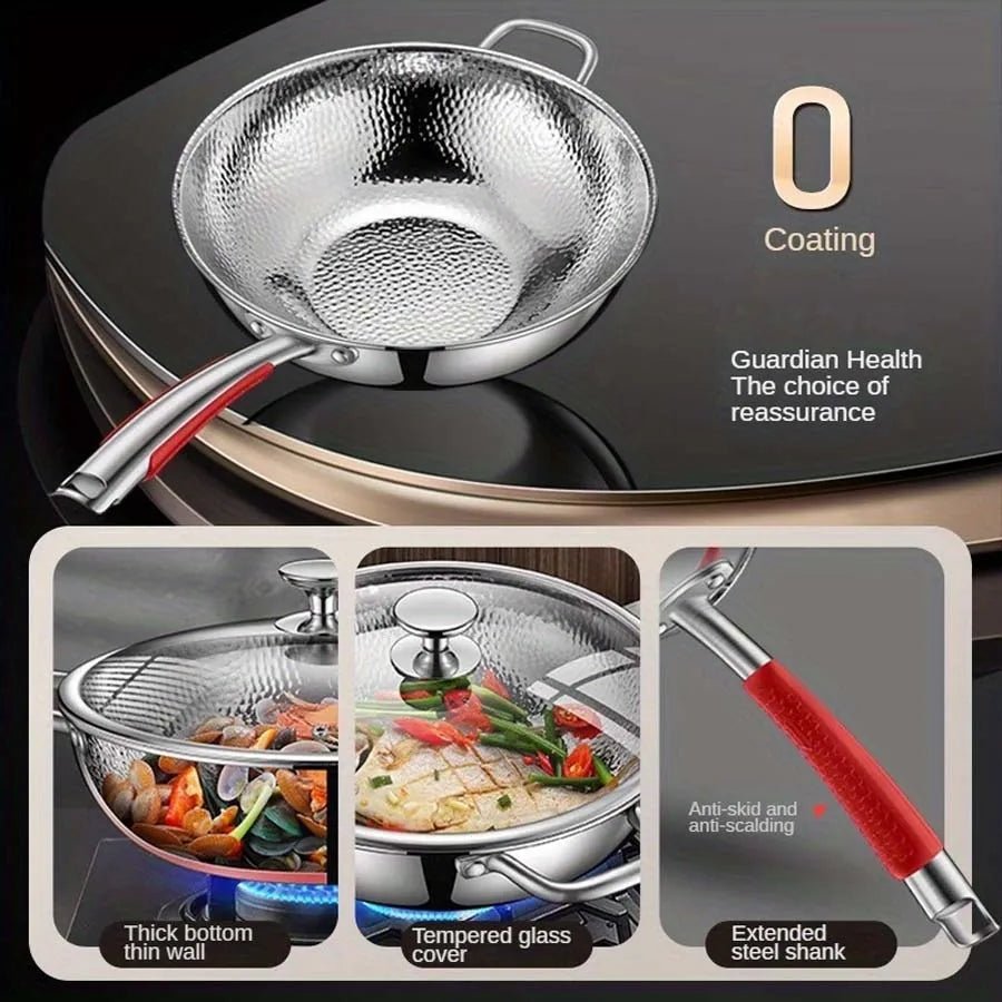 Non-stick titanwokpanne for induksjon; enkel å rengjøre og ideell for hverdagsmatlaging.
