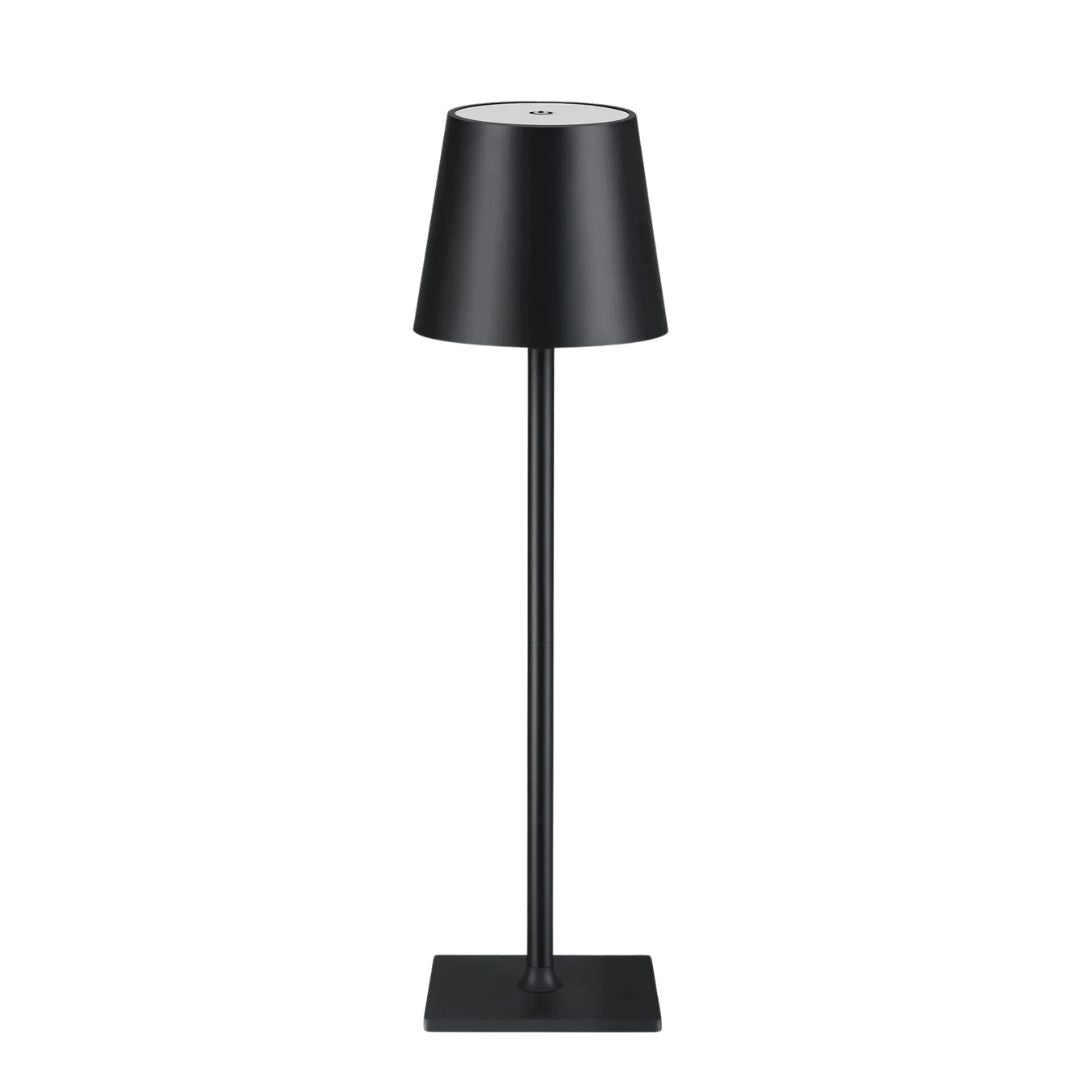 Trådløs bordlampe med berøringskontroll, USB-lading og dimbar LED for moderne interiør.