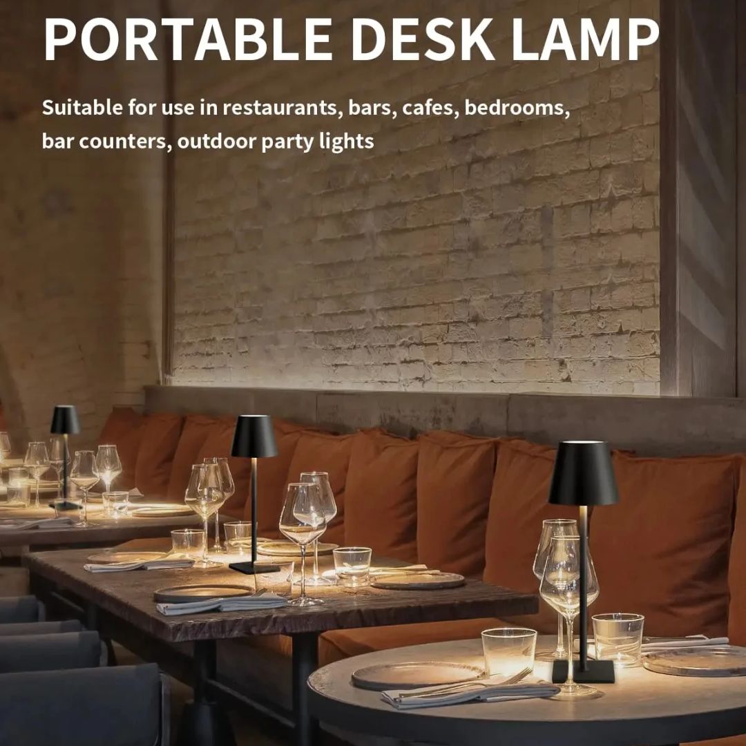 Innovativ LED-bordlampe med berøringskontroll, oppladbar via USB og trådløs for fleksibel belysning.