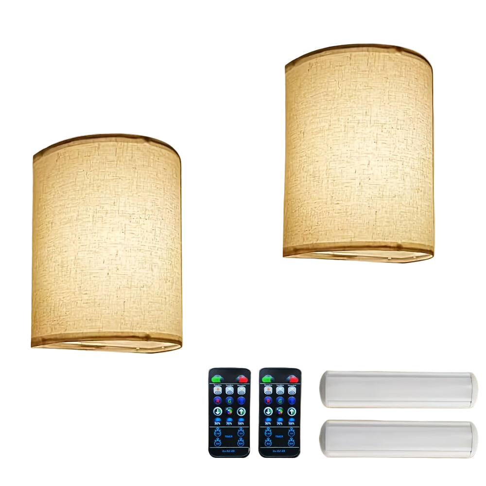 Trådløs dimbar vegglampe (2-pk) med RGB lys og fjernkontroll for moderne innredning.