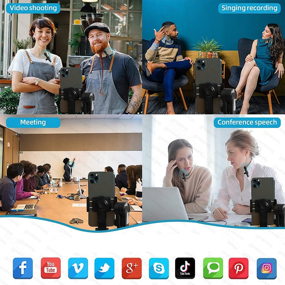 Trådløs mikrofon for smarttelefoner, lang rekkevidde og stabil forbindelse for opptak.