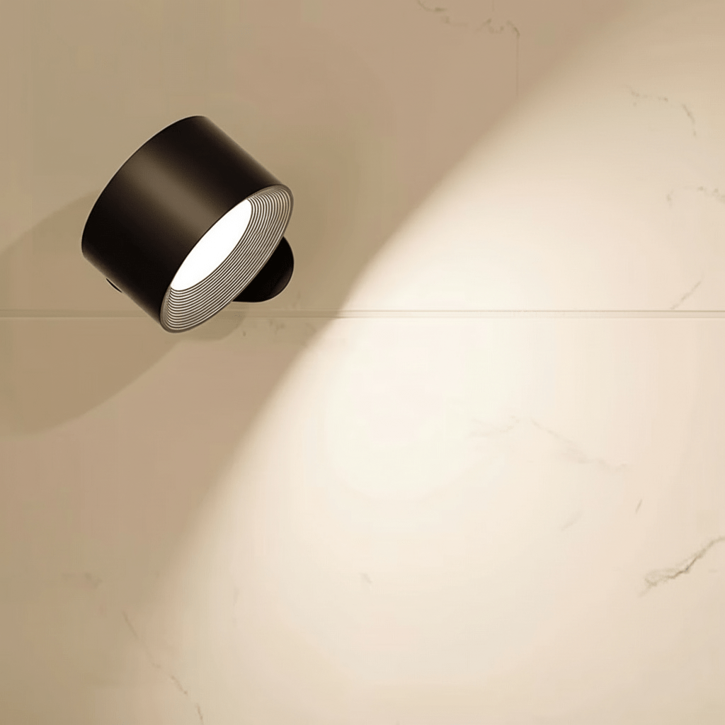 Trådløs LED-vegglampe med fjernkontroll som nattlys i soverom, enkel og funksjonell.