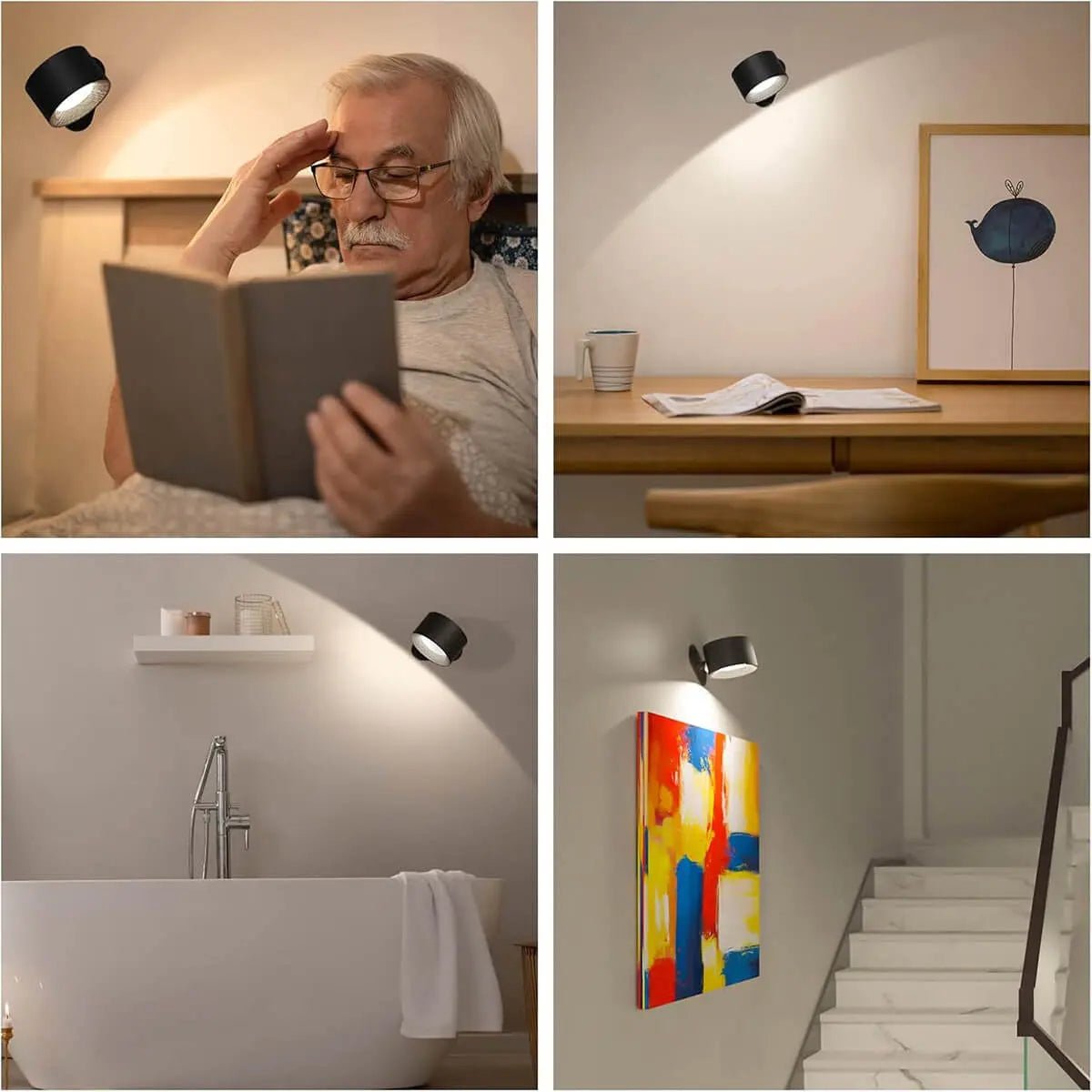 Stilig trådløs vegglampe med LED-belysning og fjernkontroll for koselig stemning i hjemmet.