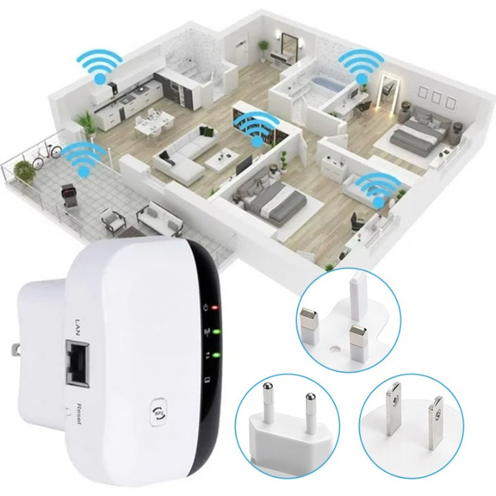 WiFi-repeater for høy rekkevidde, enkel installasjon og stabil trådløs nettverksforlengelse.