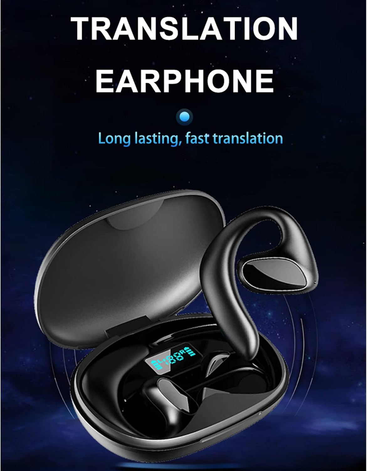 Unisex Bluetooth-ørepropper med innebygd oversetterteknologi for flerspråklig kommunikasjon; smarte lydørepropper.