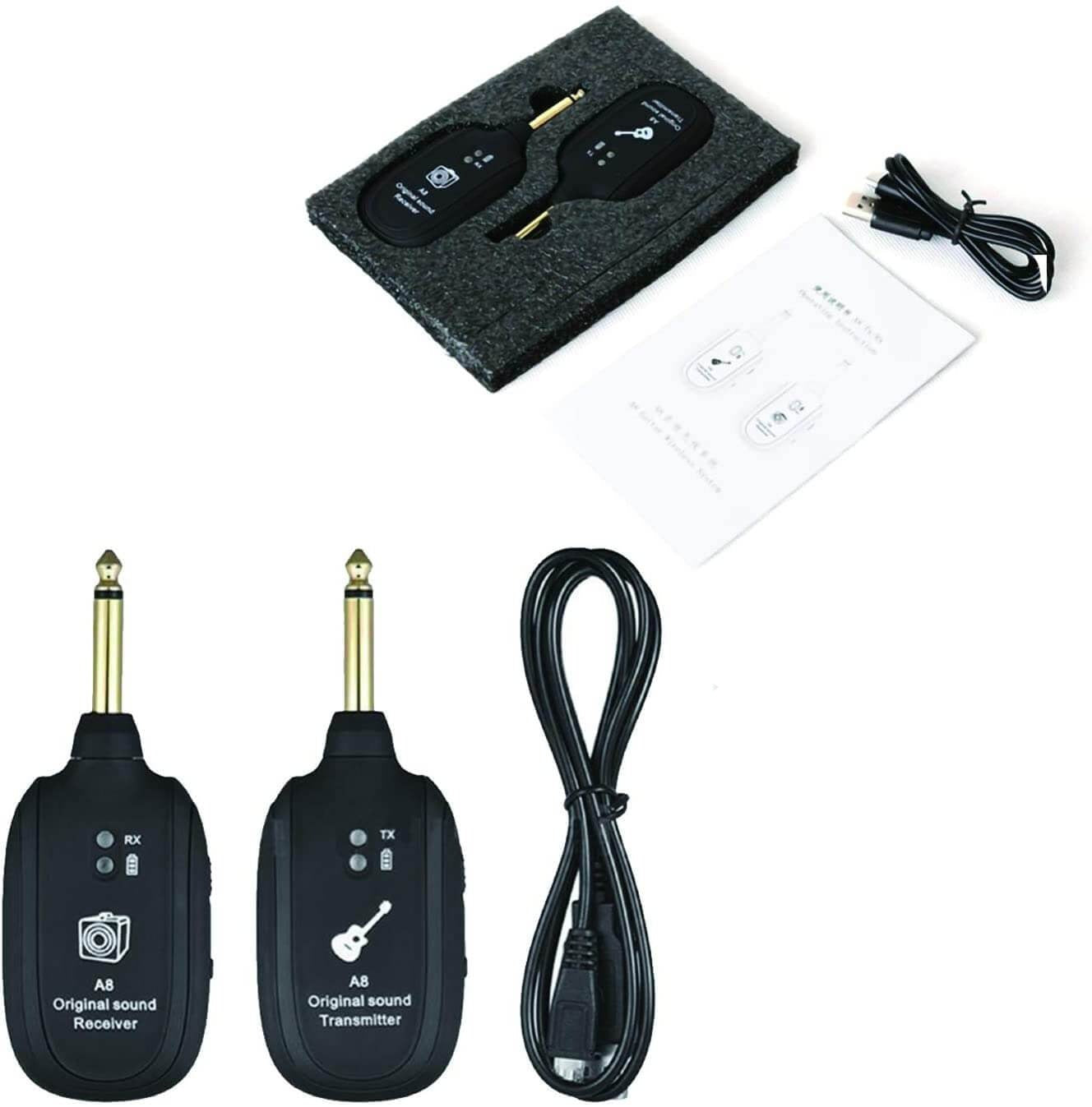 Trådløs sender og mottaker for gitar, essensielt for en kabelfri og dynamisk lydopplevelse.