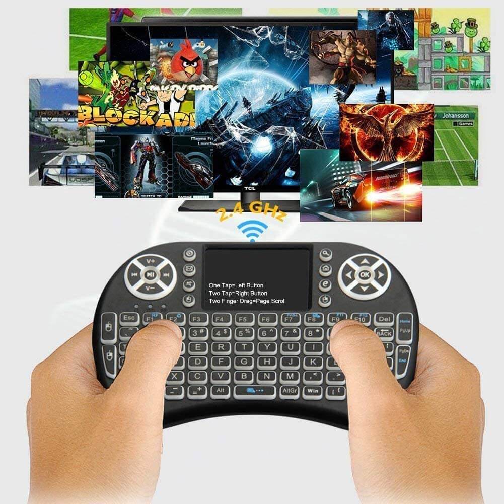 Kompakt trådløst tastatur med innebygd pekeplate for mediasenter