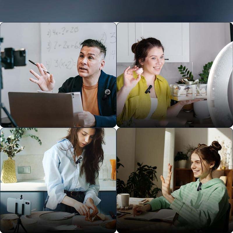 "Trådløs mini lavalier mikrofon med støyreduksjon, kompakt design, enkel å feste, ideell for krystallklar lydopptak."