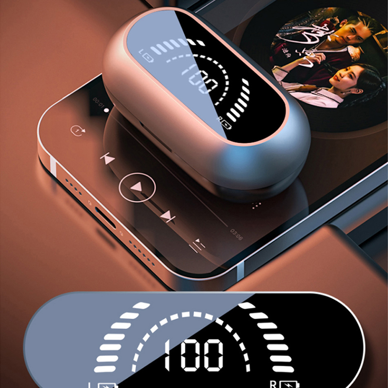 "Trådløse Bluetooth øreplugger, sort, med ergonomisk design og kompakt form. Klar lyd og støyreduksjon."
