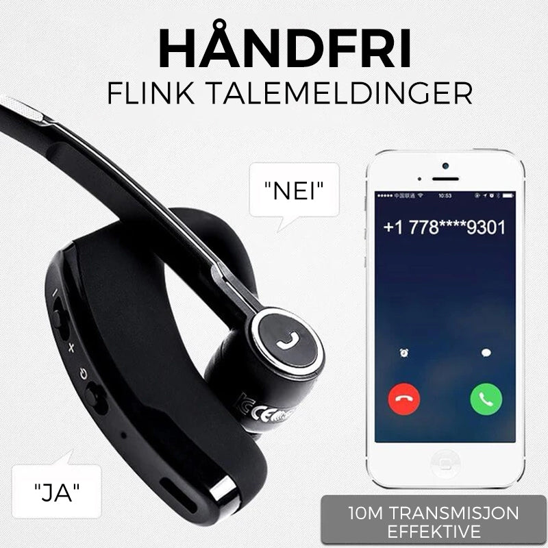 "Trådløst Bluetooth headset med ergonomisk design, støydemping og lave energikrav. Perfekt til arbeid og fritid."