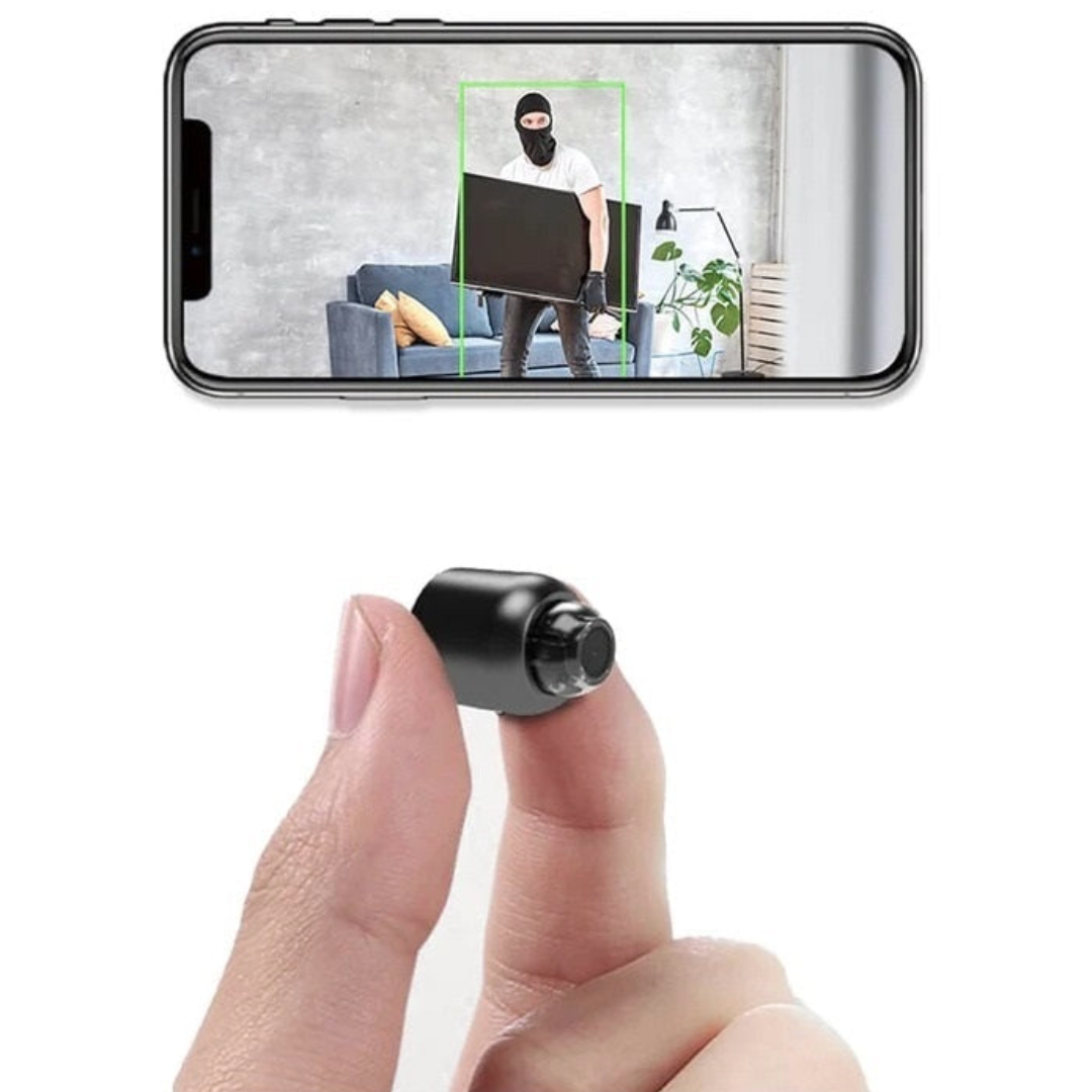 "Trådløst WiFi sikkerhetskamera i kompakt design med 1080P HD, 120° vidvinkel og nattvisjon for hjemmets sikkerhet."