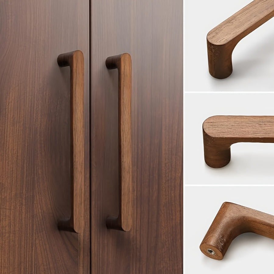 Glatt skaphåndtak i naturlig tre, ergonomisk design for enkel bruk på skap og skuffer.
