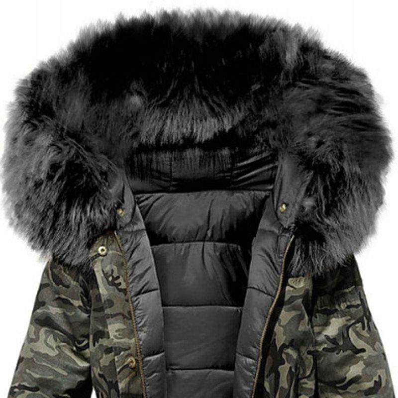 Varm og trendy kamuflasje parkas for kvinner. Slank damejakke, perfekt vinterjakke for kaldt vær.