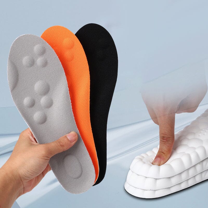 "U-formede unisex innleggssåler i grå, svart og oransje TPU gir støtte og komfort med pustende, sklisikkert design."