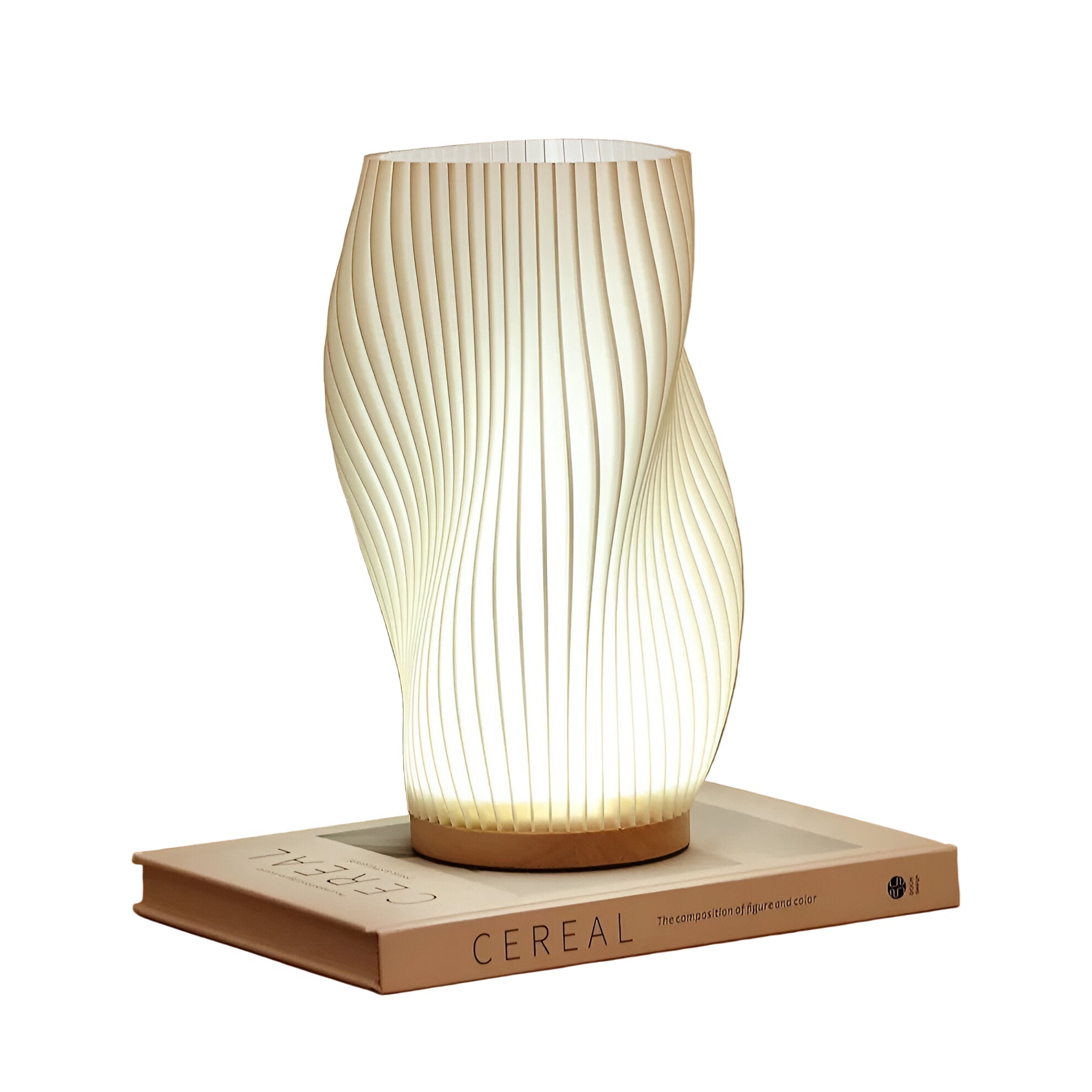 Unik 3D bølge bordlampe. Moderne LED-lampe med dimbar berøringskontroll for stilren stue- og soveromsbelysning.