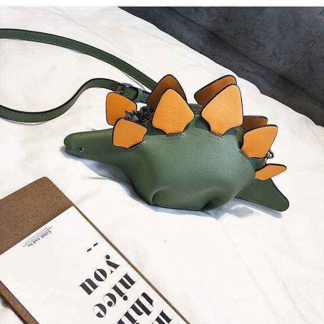 Praktisk og stilig grønn dinosaurveske for barn; en unik 3D crossbody-modell til hverdagsbruk.