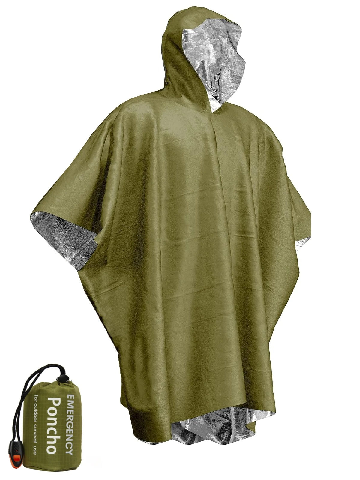 Unisex 3-i-1 regnponcho i lettvekt, perfekt for friluftsliv, camping og generell værbeskyttelse utendørs.