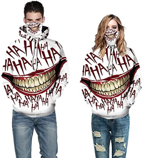 Unisex 3D hettegenser med levende Joker-mønster. Ideell for streetwear og fritidsbruk. Komfortabel passform.