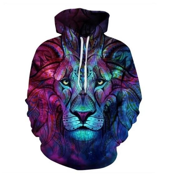 Unisex 3D hettegenser med naturlig tre-mønster. Komfortabel genser med unikt design for fritid.