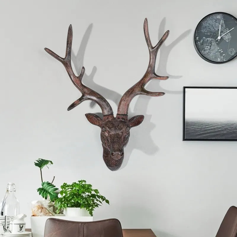 Detaljert 3D hjort hode veggmontering, harpiks, ideell for rustikk eller naturlig innredning