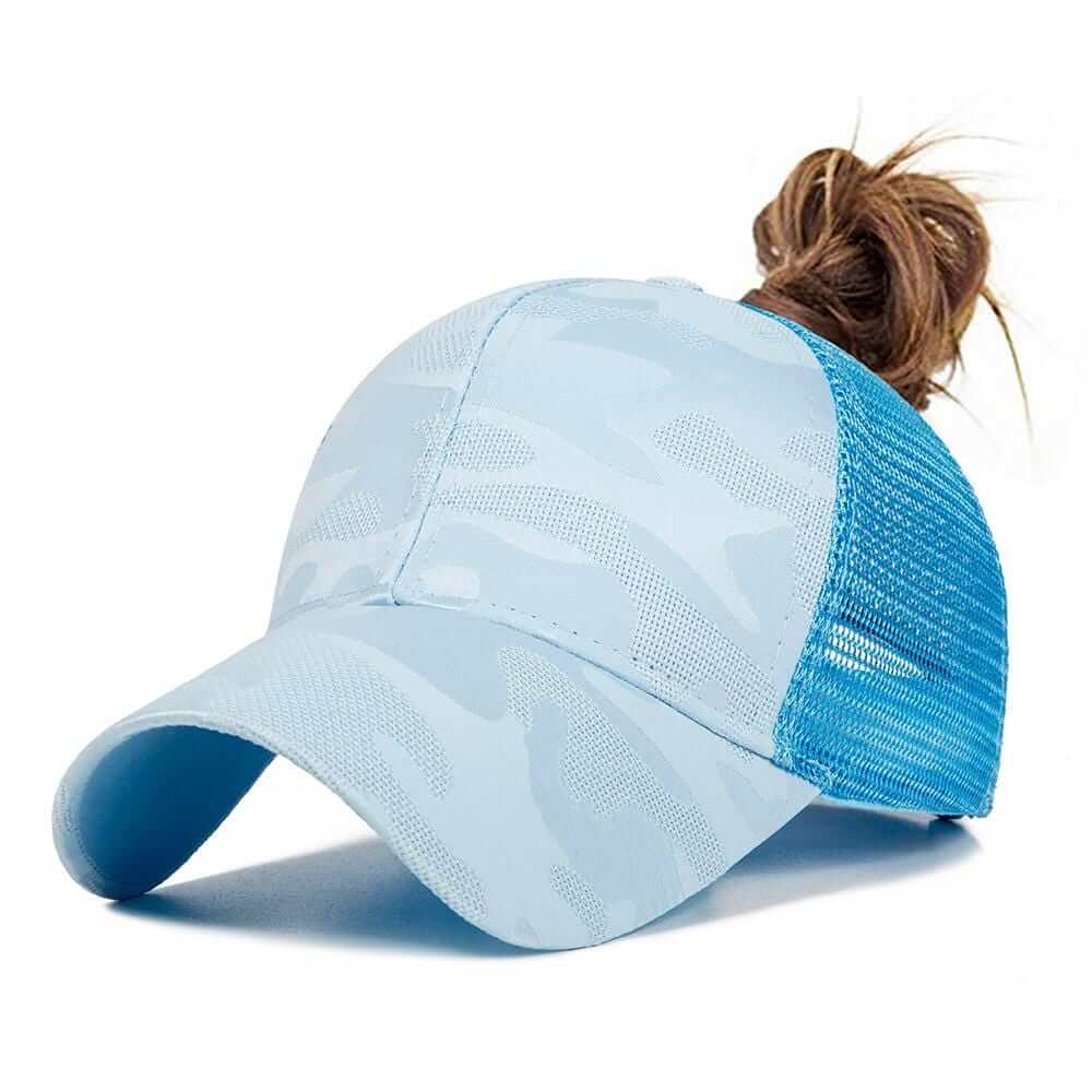 Unisex baseballcap i bomullspolyester med hestehaleåpning, perfekt for sport og fritid