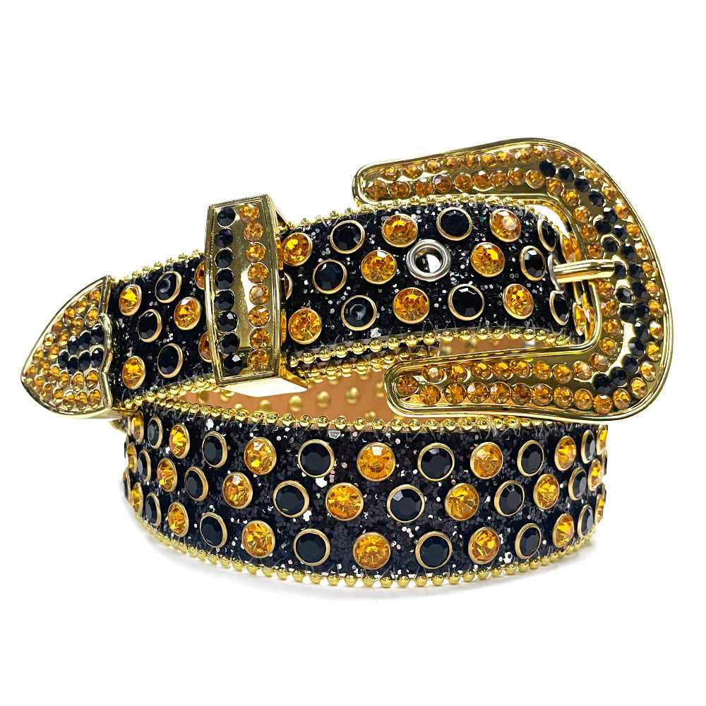 Elegant unisex diamantbelte med glitrende strassdetaljer, ideelt for et glamorøst preg.