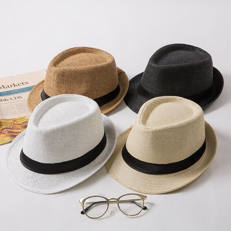 Unisex solhatt i naturlig halm, en stilren panamahatt/fedora for varme dager.