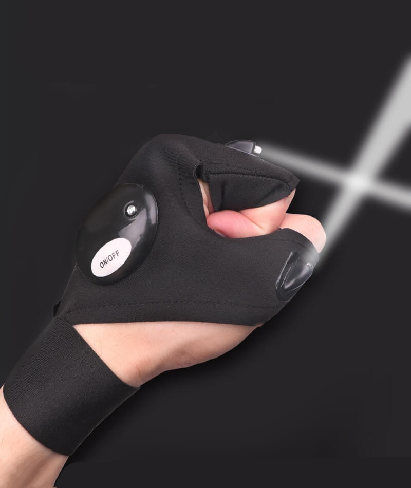 Multifunksjonelle LED-hansker med pustende stoff, perfekt gave til fisker eller campere.