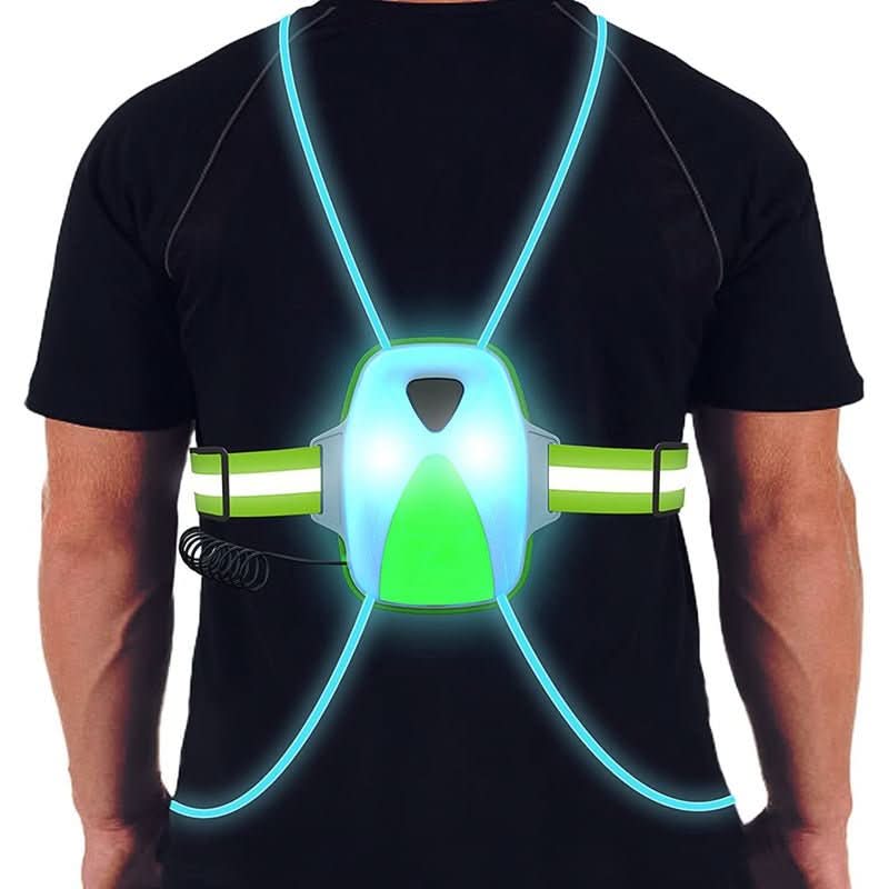 Unisex LED-sikkerhetsvest svart, reflekterende for økt synlighet under jogging og sykling