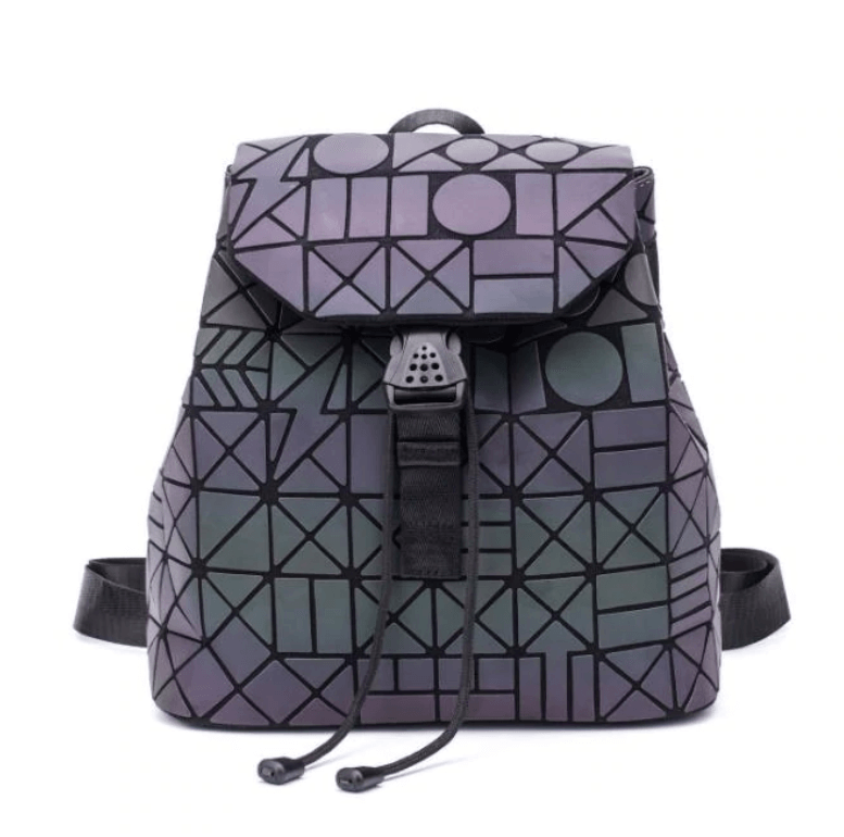 Unisex geometrisk ryggsekk, lysende overflate, ideell som tilbehør