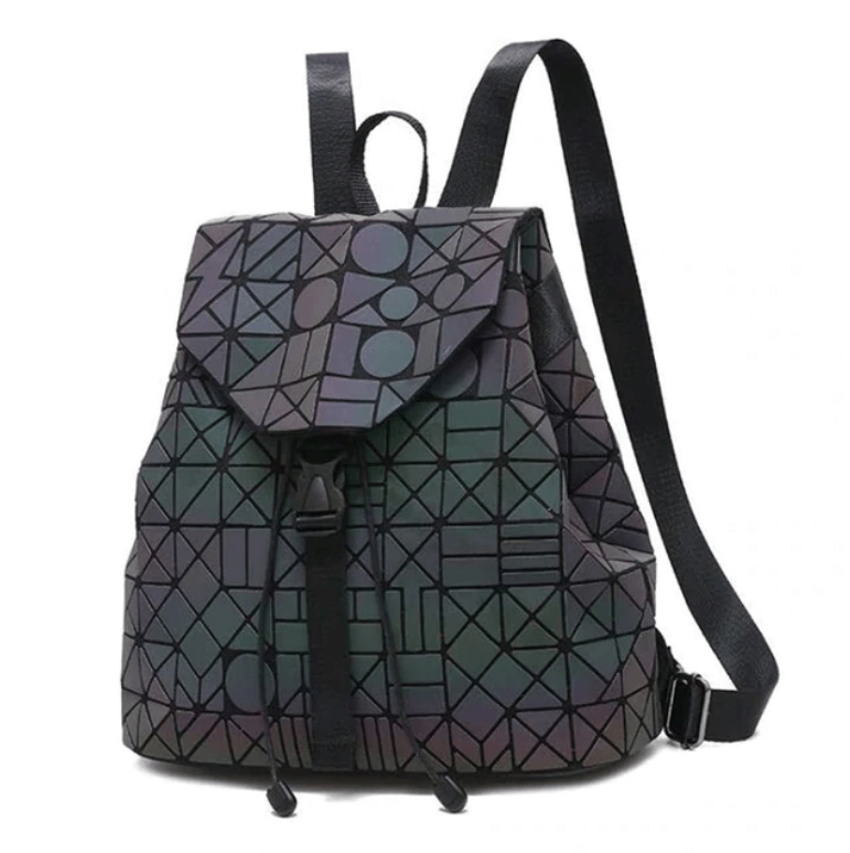 Ryggveske med lysende geometrisk print, slitesterk og trendy