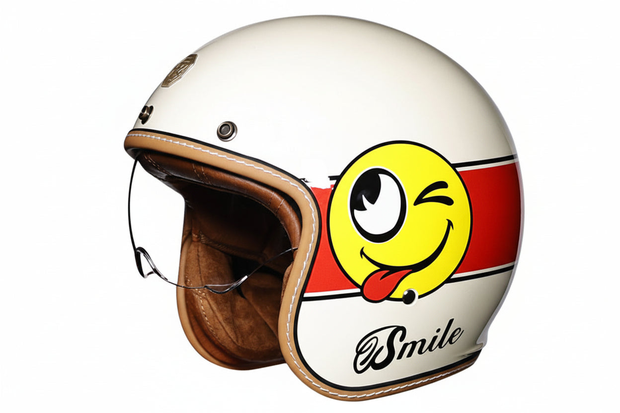 DOT/ECE-sertifisert retro åpenhjelm for motorsykkel, lettvekt og komfortabel for alle.