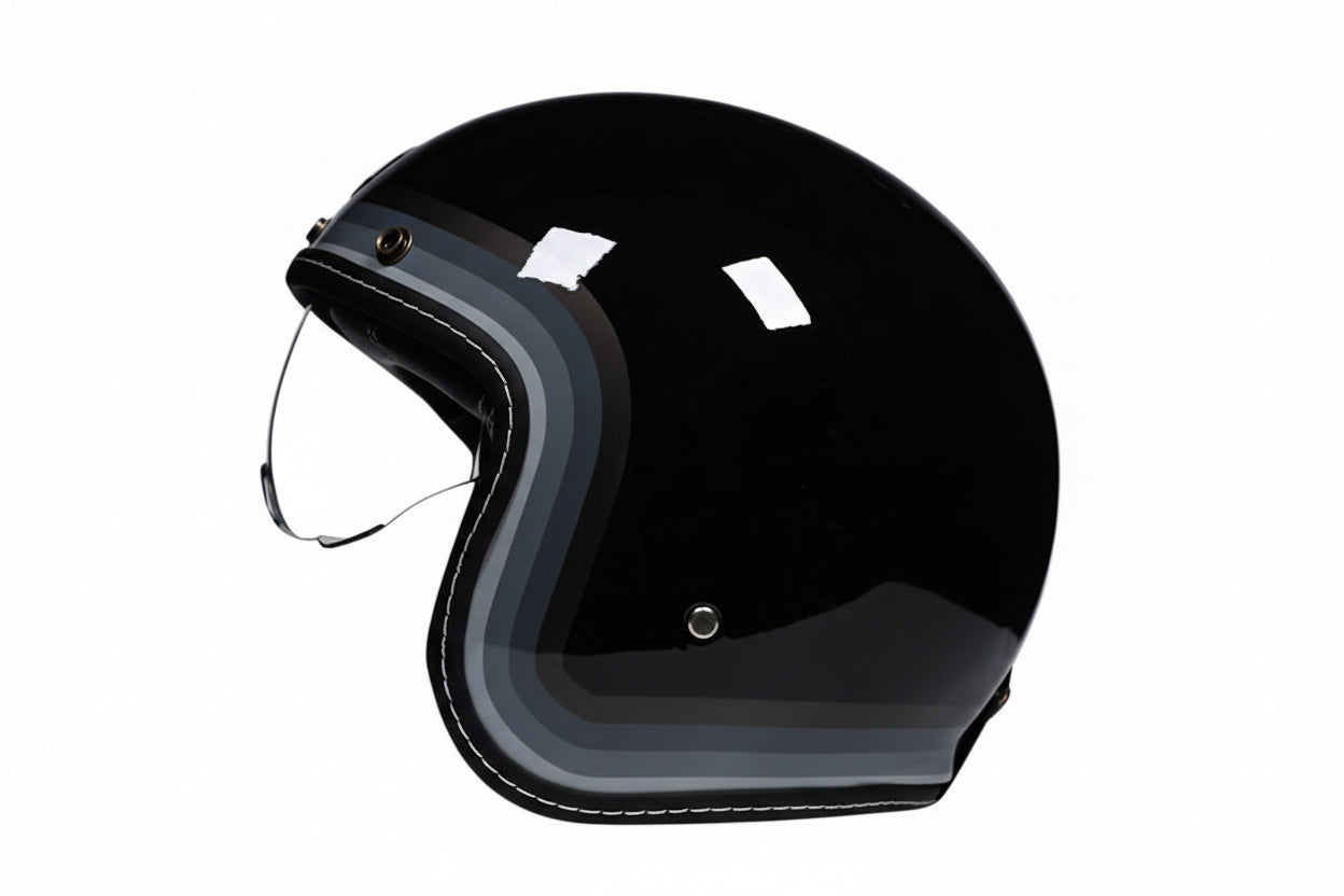 Lettvekt og komfortabel unisex åpen motorsykkelhjelm med klar visir for god sikt.