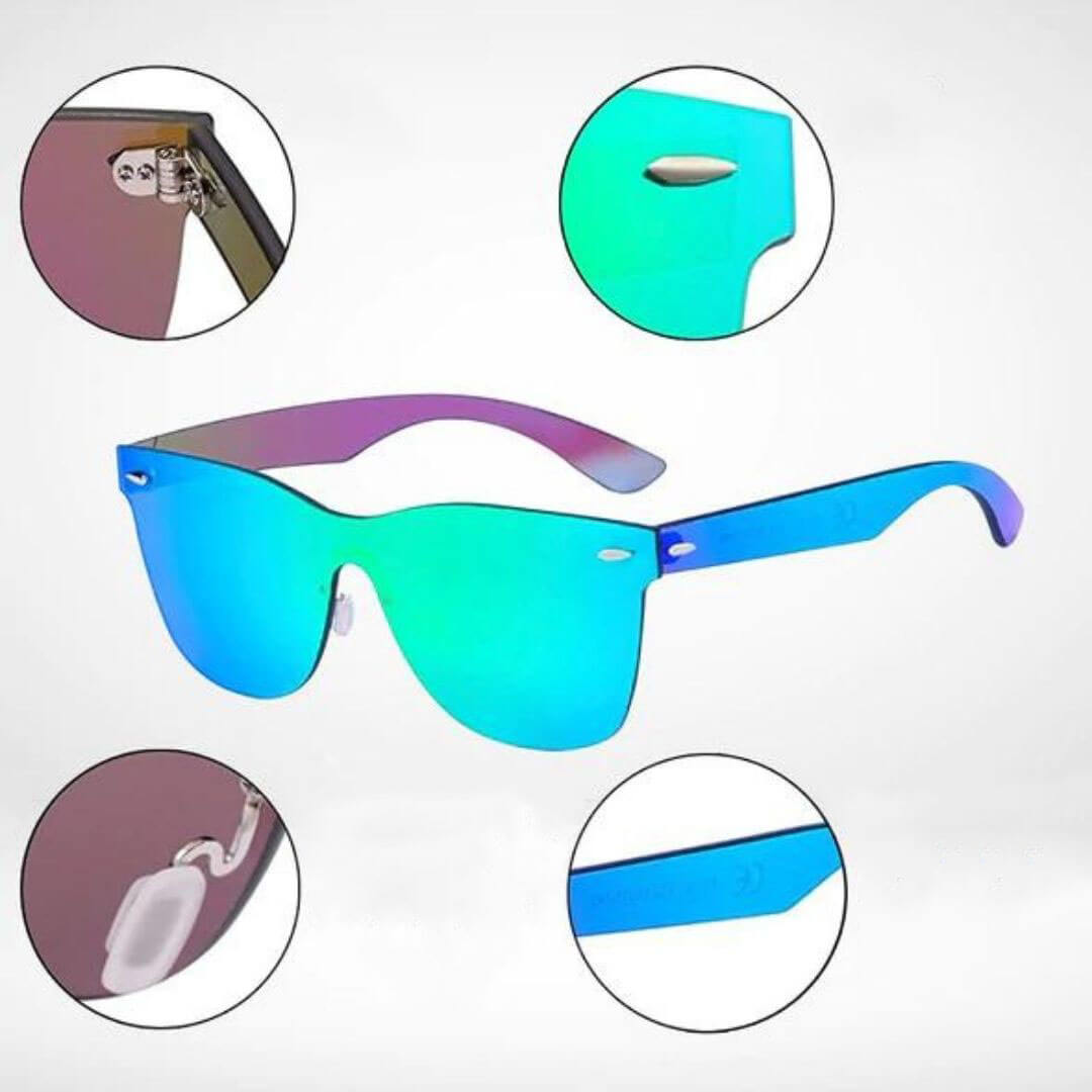 Trendy unisex solbriller, beskyttende fargede speillinser, UV400, polykarbonat.